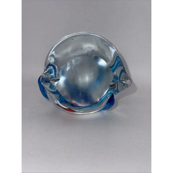 Murano Style Glass Goldfish In Bag Blue Tie Paperweight 4.25” Controlled Bubbles - Picture 5 of 7